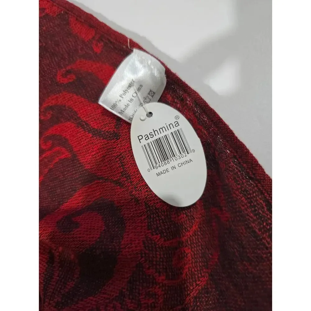 Pashmina Women's Red Multicolor Striped Scarf Wrap 69